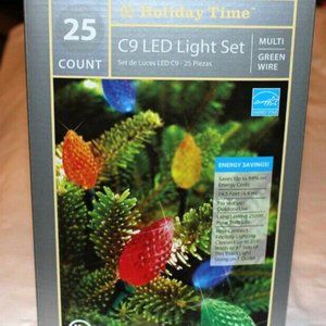 7 LOT HOLIDAY TIME 25 COUNT C9 LED LIGHT SET MULTI 62-345A USED INDOOR 1 SEASON
